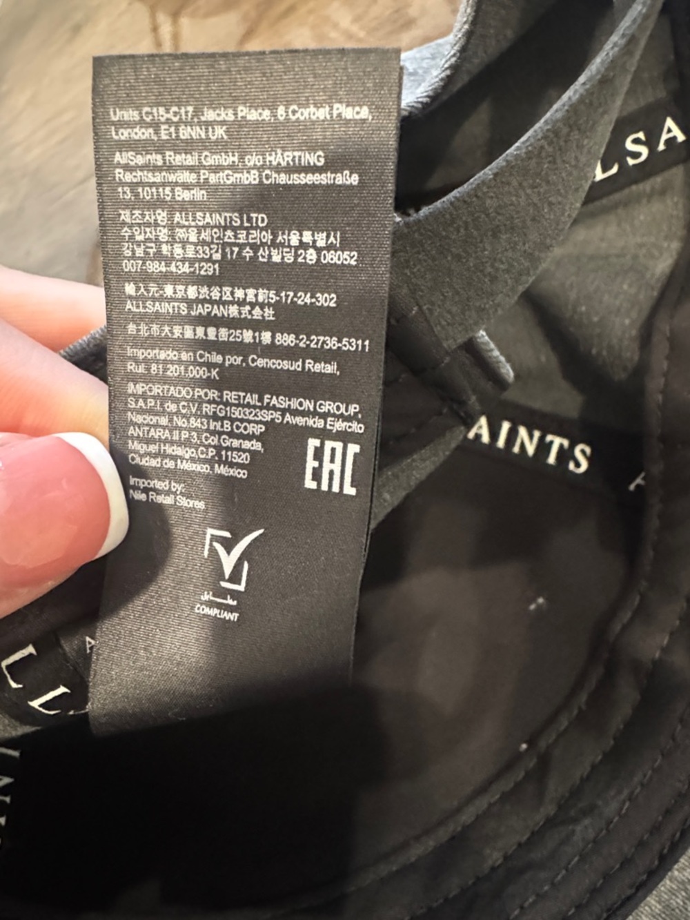 All Saints Gray Embroidered Logo Baseball Cap - Picture 5 of 5